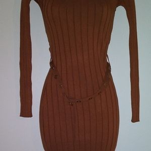 Brown Off Shoulder Dress